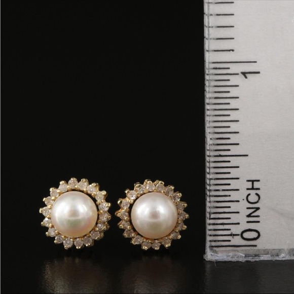 Pearl and Diamond Earrings - Picture 3 of 4